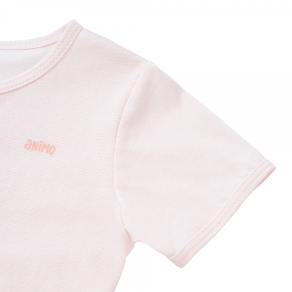 Cặp áo sơ sinh cài giữa tay ngắn Animo KV223017 (NB-12M,Trắng họa tiết_Hồng)