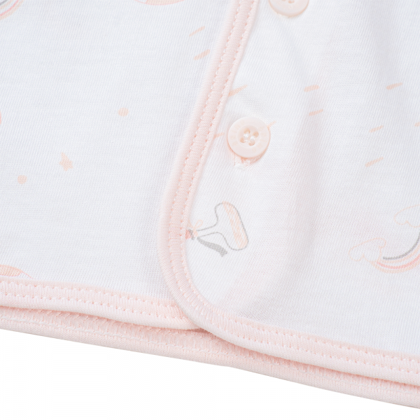 Cặp áo sơ sinh cài giữa tay ngắn Animo KV223017 (NB-12M,Trắng họa tiết_Hồng)