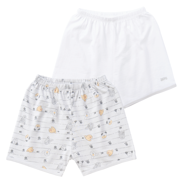 Cặp quần sơ sinh ngắn Animo KV223014 (3-6M,Trắng họa tiết_Xám)