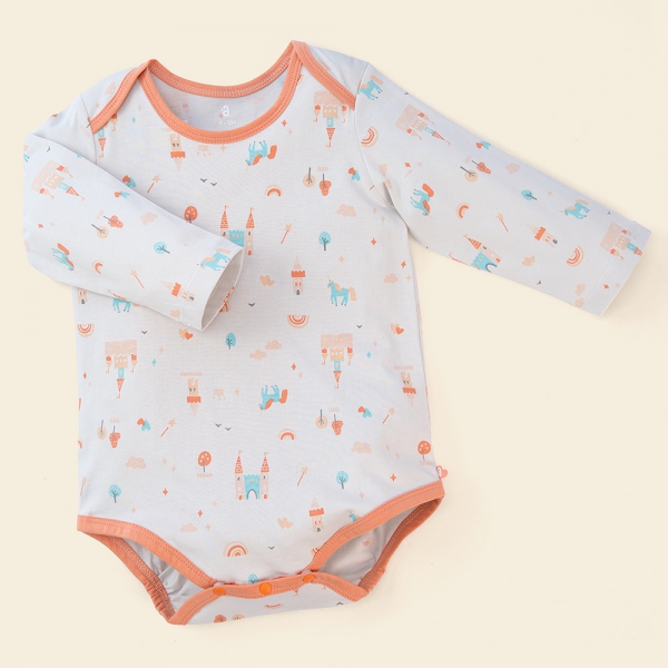 Set Bodysuit tam giác DT Animo KV423007 (0-12M,Cam_Xám họa tiết)