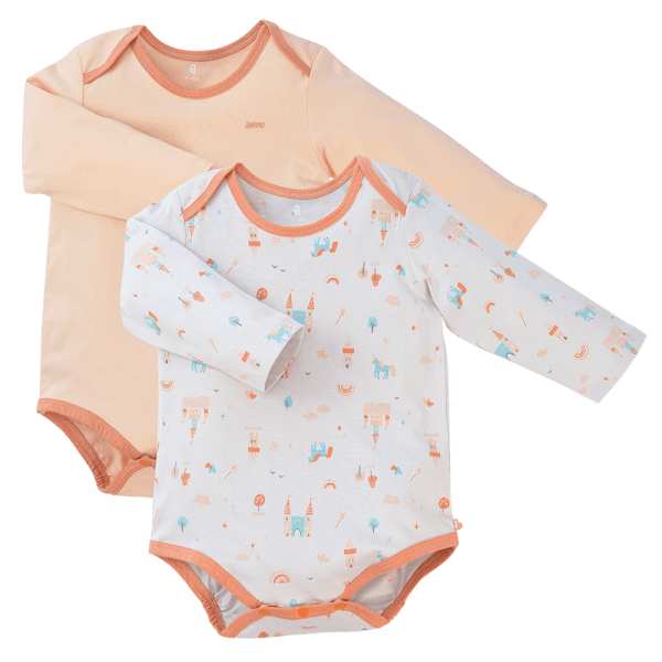 Set Bodysuit tam giác DT Animo KV423007 (0-12M,Cam_Xám họa tiết)