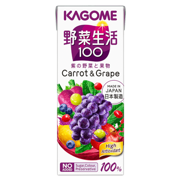 Nước ép rau củ quả, cà rốt và nho Kagome 200ml