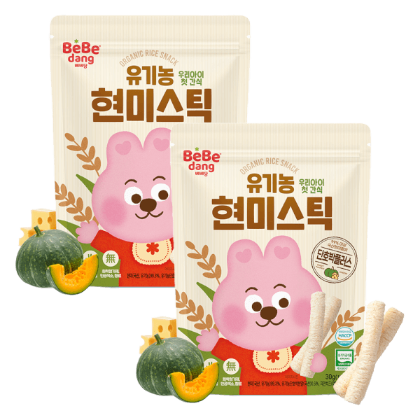 Combo 2 Bánh Gạo Lứt Hữu Cơ Bebedang Hình Que Vị Bí Đỏ