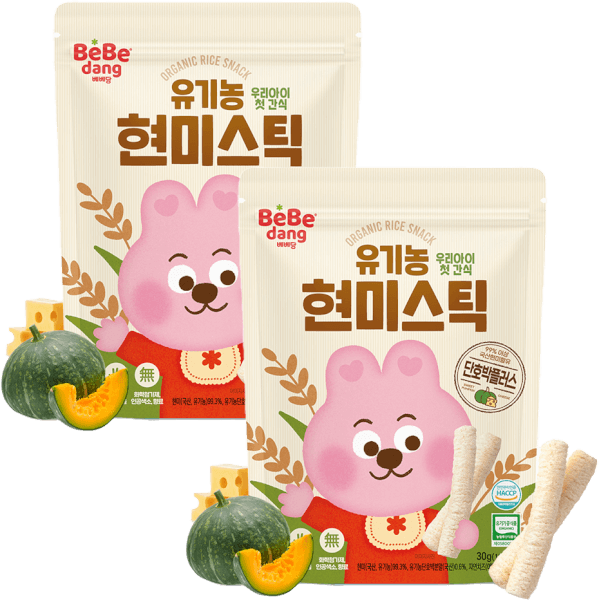 Combo 2 Bánh Gạo Lứt Hữu Cơ Bebedang Hình Que Vị Bí Đỏ