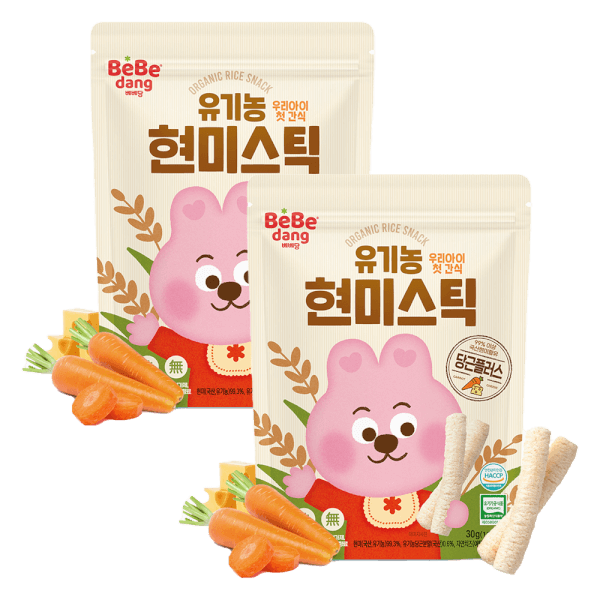 Combo 2 Bánh Gạo Lứt Hữu Cơ Bebedang Hình Que Vị Cà Rốt
