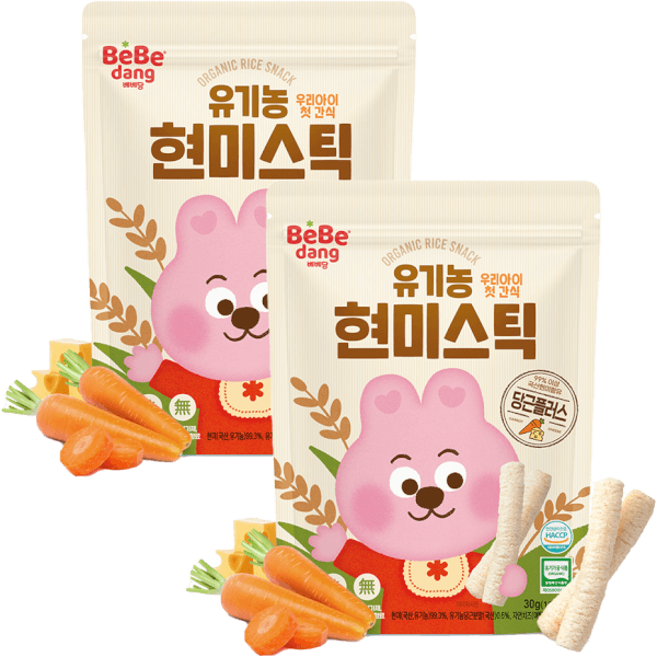 Combo 2 Bánh Gạo Lứt Hữu Cơ Bebedang Hình Que Vị Cà Rốt