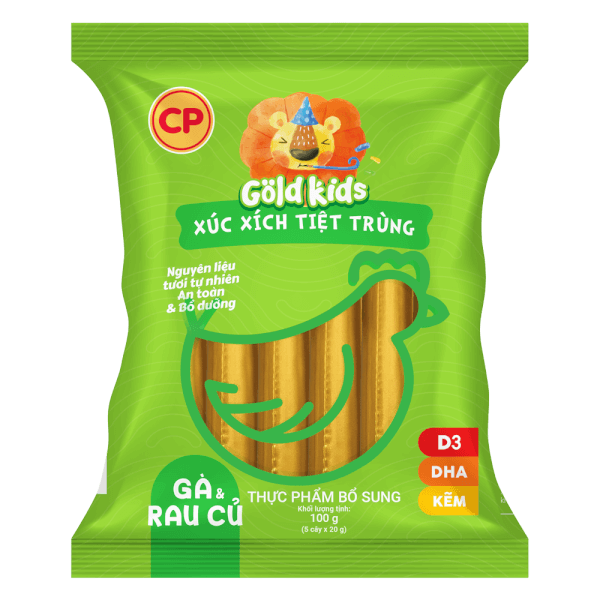 Combo 3 Xúc Xích Tiệt Trùng Goldkids Gà & Rau Củ