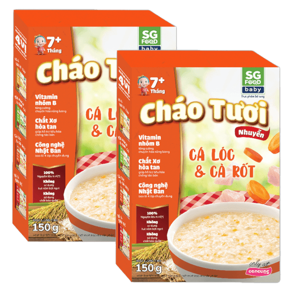 Combo 2 Cháo tươi trẻ em SG Food vị Cá lóc & Cà rốt (150g)