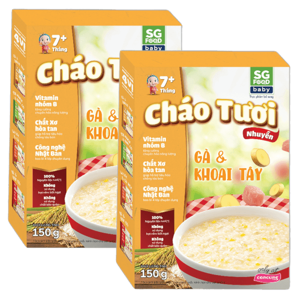 Combo 2 Cháo tươi trẻ em SG Food vị Gà & Khoai tây (150g)
