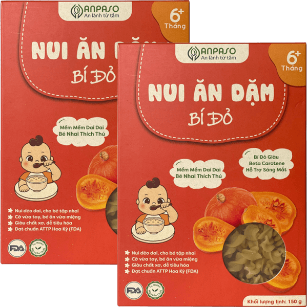 Combo 2 Nui ăn dặm bí đỏ Anpaso 150g
