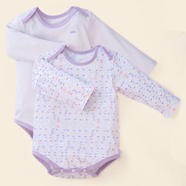 Set Bodysuit tam giác DT Animo KV423008 (0-12M,Tím_trắng họa tiết)