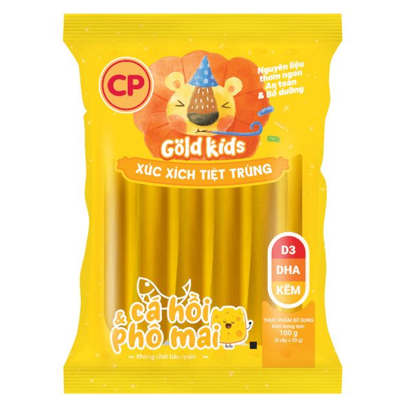 Combo 2 Xúc Xích Tiệt Trùng Goldkids Cá hồi & Phô Mai