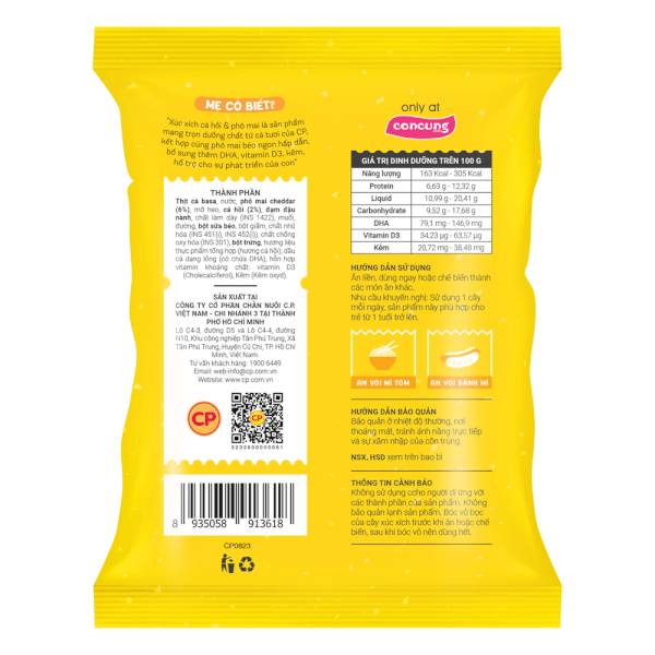 Combo 2 Xúc Xích Tiệt Trùng Goldkids Cá hồi & Phô Mai