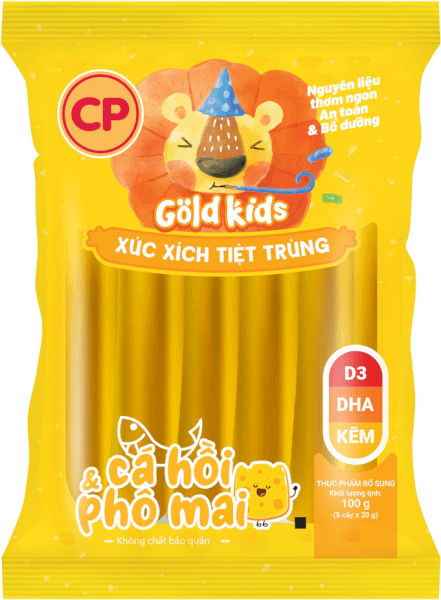 Xúc Xích Tiệt Trùng Goldkids Cá hồi & Phô Mai