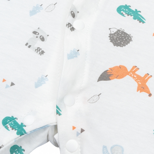 Bodysuit sơ sinh dài vải Cotton, Animo I0122003 (0-12M,Trắng)