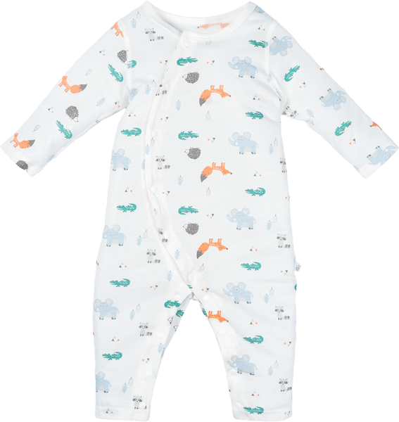 Bodysuit sơ sinh dài vải Cotton, Animo I0122003 (0-12M,Trắng)