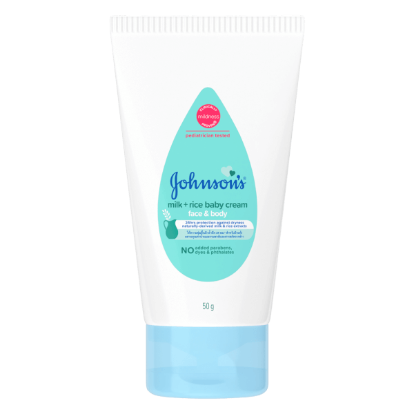Kem dưỡng da mặt và cơ thể chưá sữa và tinh chất gạo (Tuýp) Johnson baby (50gr)