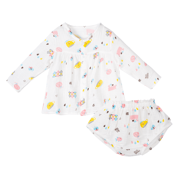 Bộ vải bé gái Animo G0122001 (6-24M,Trắng)