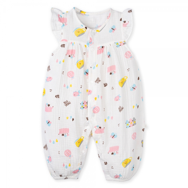 Body bé gái dài Animo G0122004 (0-12M,Trắng)