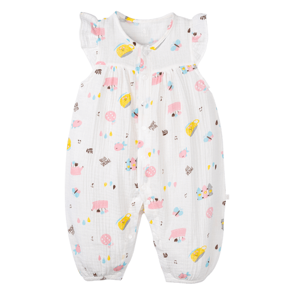 Body bé gái dài Animo G0122004 (0-12M,Trắng)