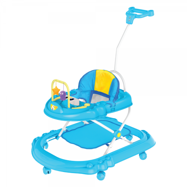 Xe tập đi nhựa hình thỏ có cây đẩy + lót chân AUBW04 Autoru (Xanh dương)