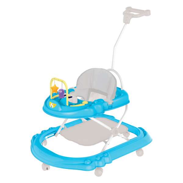 Xe tập đi nhựa hình thỏ có cây đẩy + lót chân AUBW04 Autoru (Xanh dương)