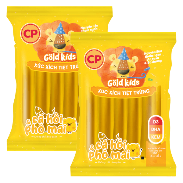 Combo 2 Xúc Xích Tiệt Trùng Goldkids Cá hồi & Phô Mai