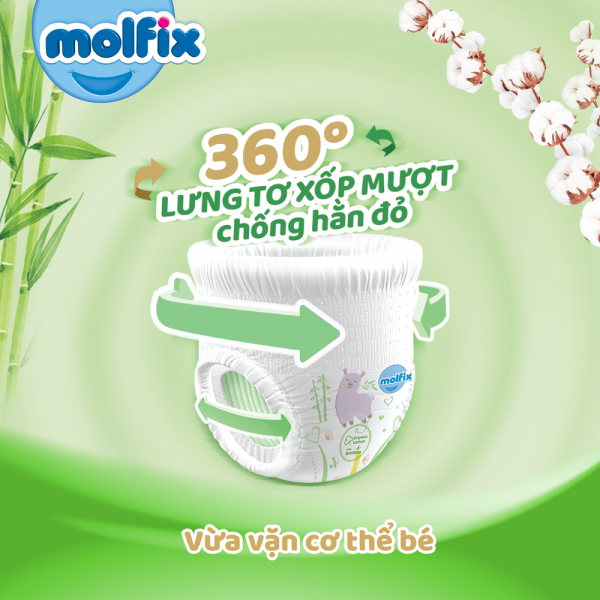 Bỉm tã dán Molfix Thiên Nhiên (L, 9-13kg, 68 miếng) (giao bao bì ngẫu nhiên)
