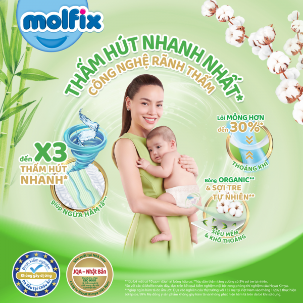 Bỉm tã dán Molfix Thiên Nhiên (L, 9-13kg, 68 miếng) (giao bao bì ngẫu nhiên)