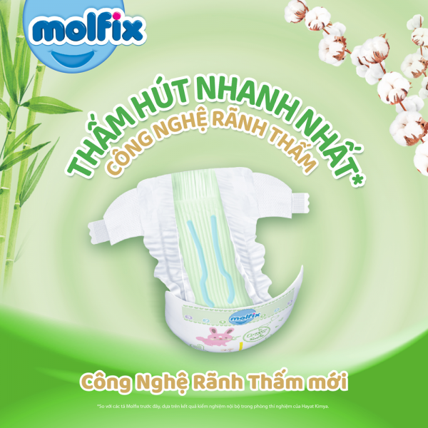 Miếng lót Molfix Thiên Nhiên (Newborn 2, > 1 tháng, 60 miếng + 6 miếng)