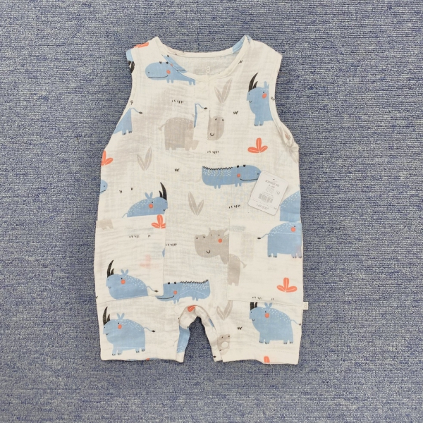 Body bé trai đùi Animo B0122001 (3-6M,Xanh họa tiết)