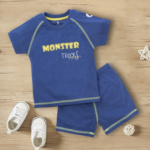 Bộ bé trai ngắn, bst xe rùa bíp bíp Animo HN522044 (18-24M,Xanh)