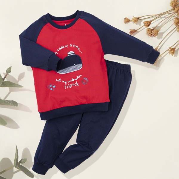 Bộ bé trai dài Bst Biển sâu dậy sóng Animo HN1022084 (2-3Y,Đỏ)
