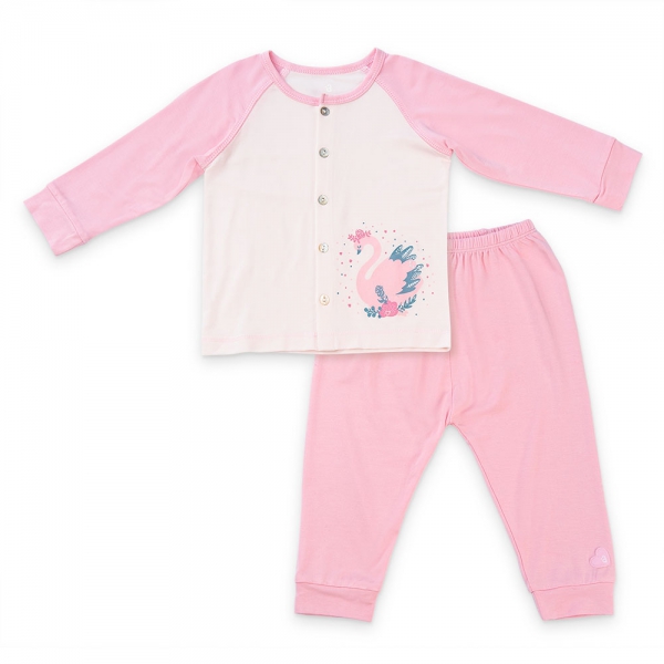 Bộ sơ sinh tính năng dài, vải modal BST Thiên Nga Animo BMC822076 (0-12M,Hồng)