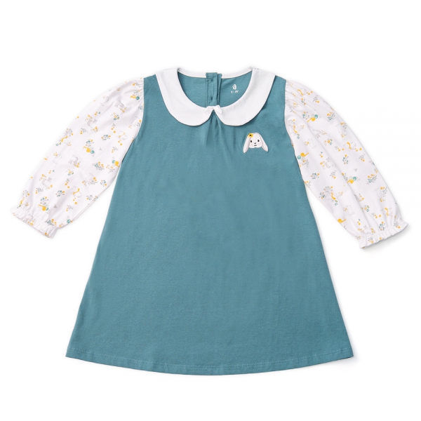 Đầm bé gái, Bst Thỏ và hoa Animo HN1222003 (2-3Y,Xanh)