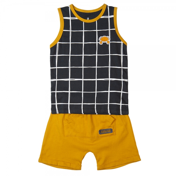 Bộ bé trai ngắn Bst Cua sốt trứng muối Animo HN1022086 (6-9M,Xám đậm)