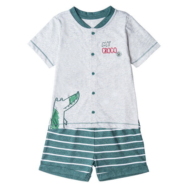 Bộ bé trai ngắn Bst Cá sấu lùn Animo VĐ1122085 (2-3Y,Xanh )