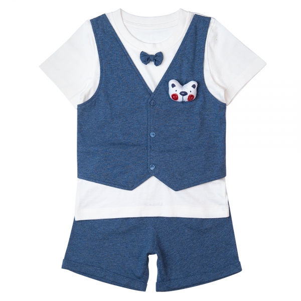 Bộ gile bé trai ngắn, bst Gấu mụp Animo HS1122062 (3-4Y,Blue)