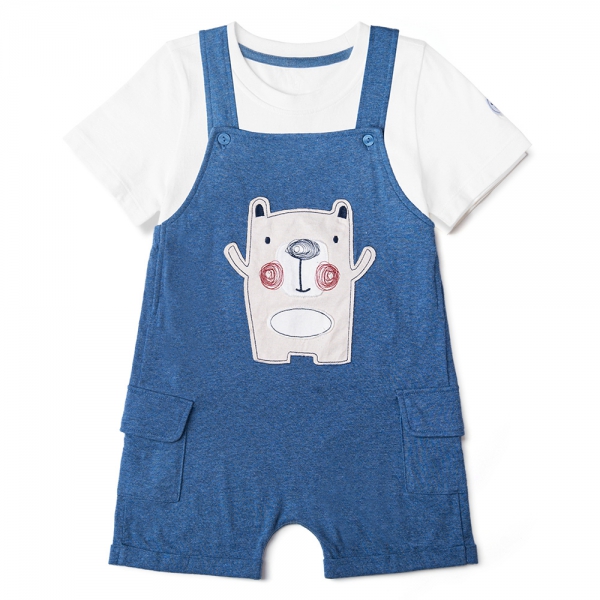 Bộ yếm bé trai ngắn, bst Gấu mụp Animo HS1122063 (9-12M,Blue)