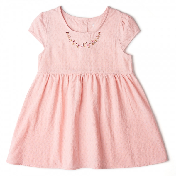 Đầm vải bé gái thêu hoa Animo TX1122075 (18-24M,Hồng)