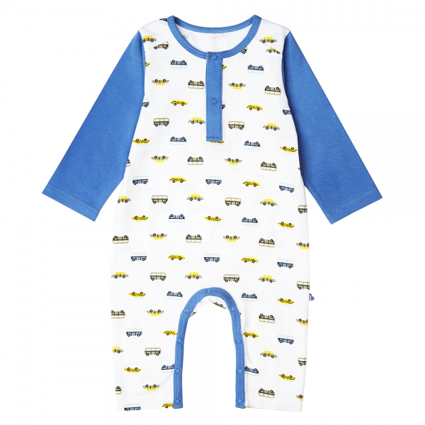 Bodysuit bé trai dài Bst Xe buýt nhiều màu Animo KK822028_565 (6-9M,Trắng )