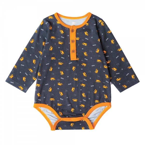 Bodysuit bé trai tam giác Bst Cua sốt trứng muối Animo KK822023_516 (6-9M,Xám)