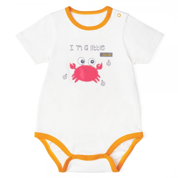 Bodysuit bé trai tam giác Bst Cua sốt trứng muối Animo KK822022_515 (3-6M,Trắng )