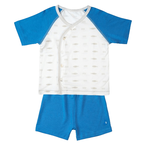 Bộ sơ sinh tính năng ngắn, vải modal BST Thiên Nga Animo BMC822075 (0-12M,Xanh)