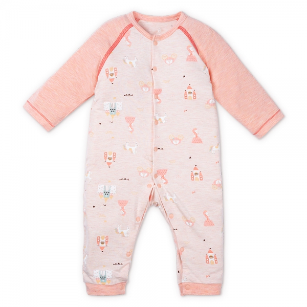 Bodysuit tính năng dài, vải sợi sồi BST Công chúa Animo BMC123098 (0-12M,Hồng dâu)