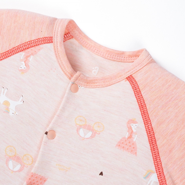 Bodysuit tính năng dài, vải sợi sồi BST Công chúa Animo BMC123098 (0-12M,Hồng dâu)