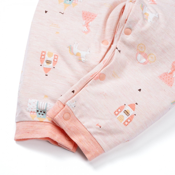 Bodysuit tính năng dài, vải sợi sồi BST Công chúa Animo BMC123098 (0-12M,Hồng dâu)