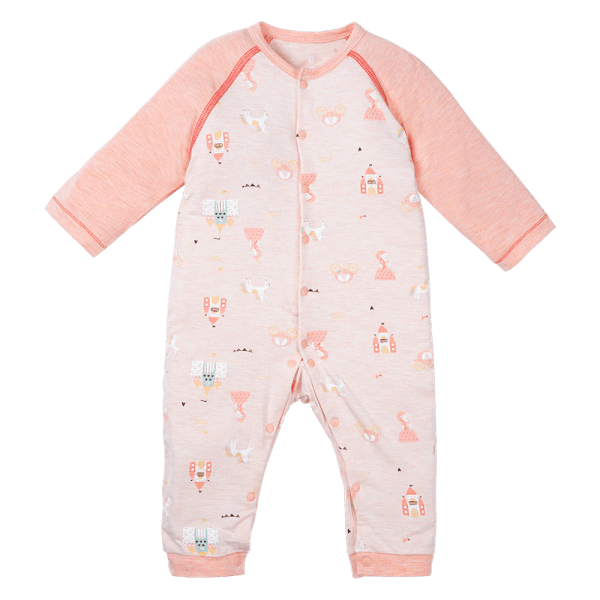 Bodysuit tính năng dài, vải sợi sồi BST Công chúa Animo BMC123098 (0-12M,Hồng dâu)