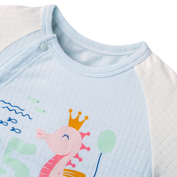 Bodysuit tính năng đùi chống muỗi,  HT San Hô Animo VĐ523016 (0-12M,Xanh Ngọc)