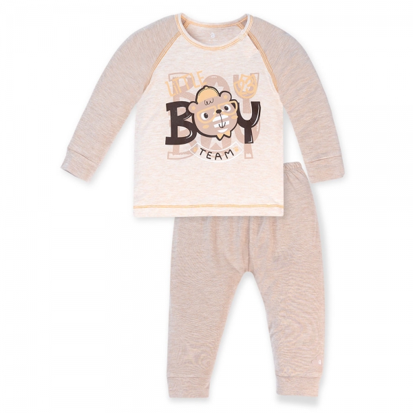 Bộ tính năng dài, vải sợi sồi BST Gấu nâu Animo BMC123112 (3-24M,Nâu nhạt)